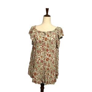 Rachel Zoe Beige Orange Flutter Sleeve Sheath Dress SM